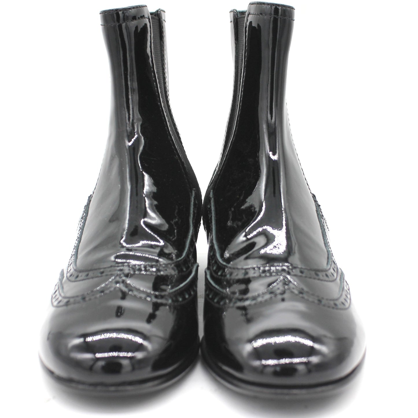 Patent Leather Elastic Short Boots Black 39.5
