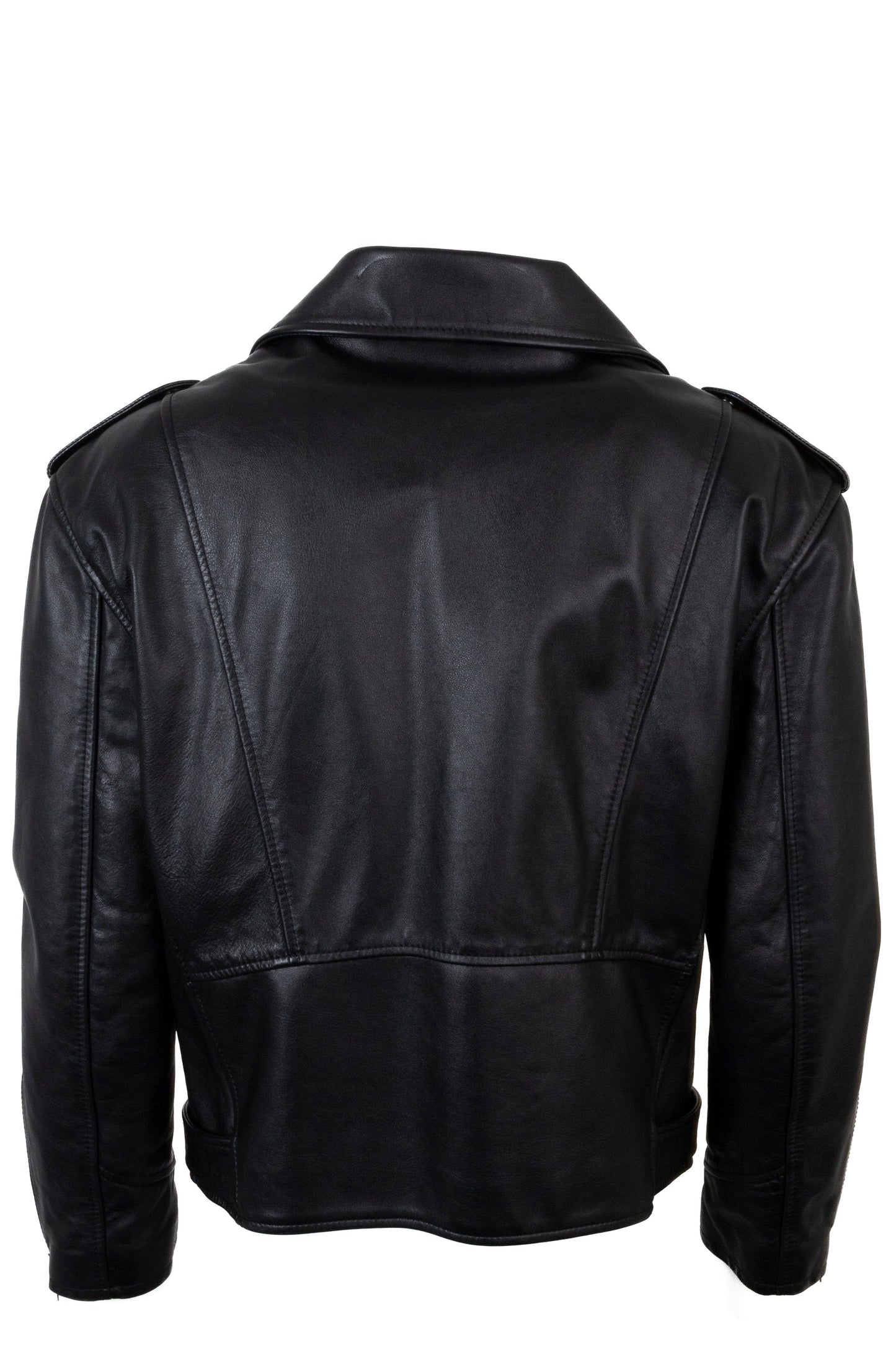 CELINE Triomphe Button Belted Biker Leather Jacket Black