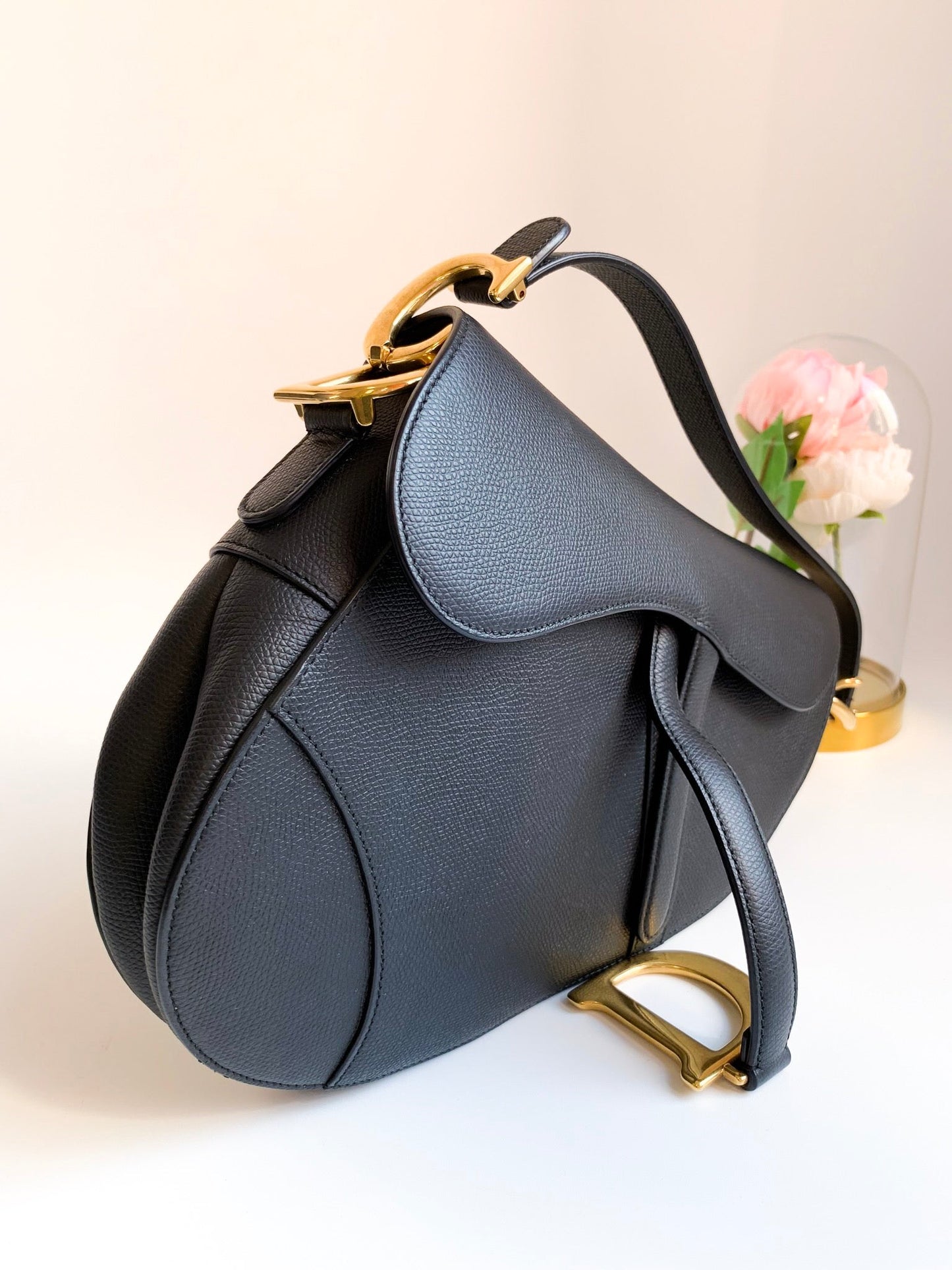 Dior Saddle Medium Black Grained Calfskin GHW⁣