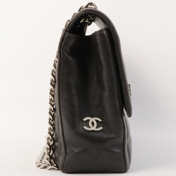 Chanel Around 2001 Made 2.55 Design Stitch Side Cc Mark Chain Bag Black