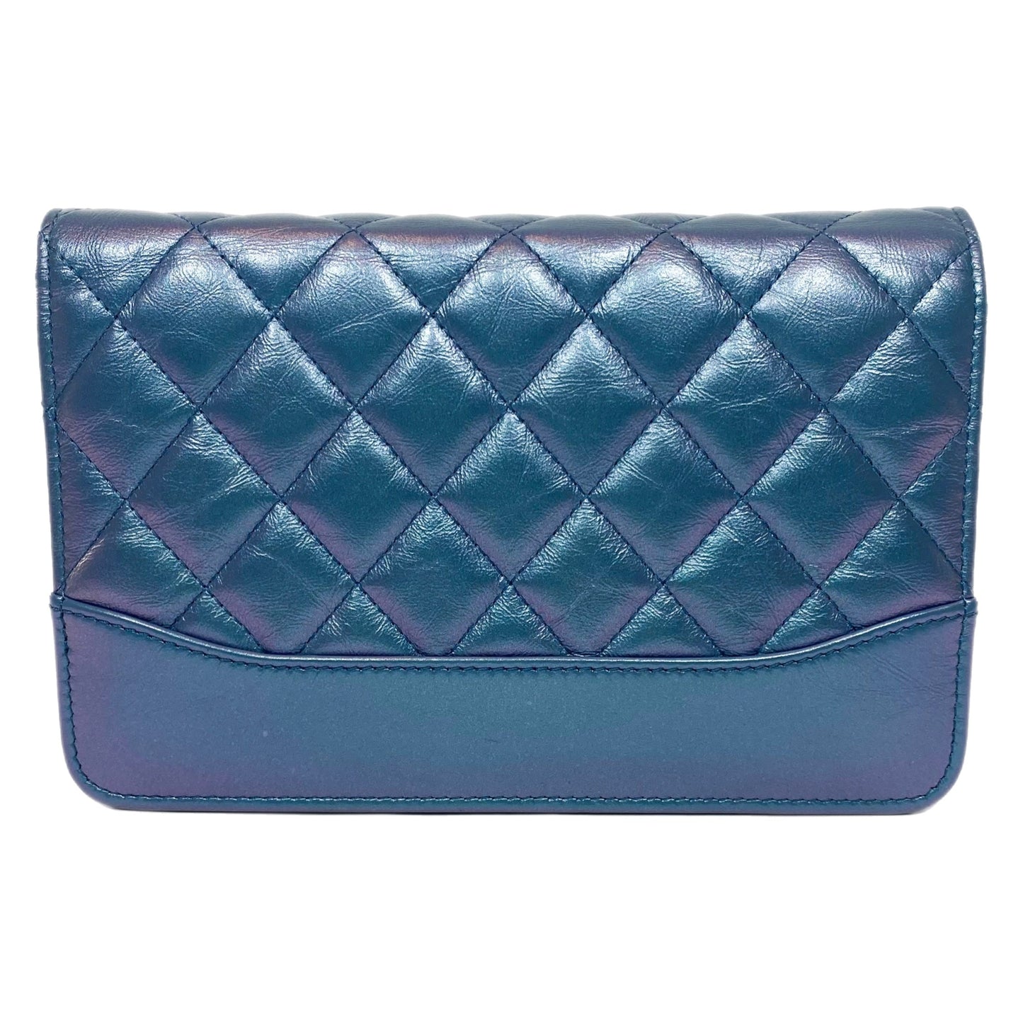 Chanel Iridescent Blue Quilted Calfskin Wallet On Chain