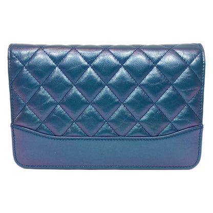 Chanel Iridescent Blue Quilted Calfskin Wallet On Chain