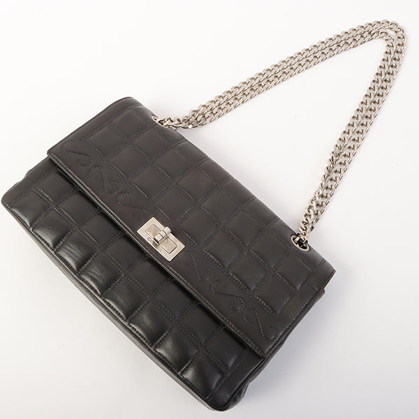Chanel Around 2001 Made 2.55 Design Stitch Side Cc Mark Chain Bag Black