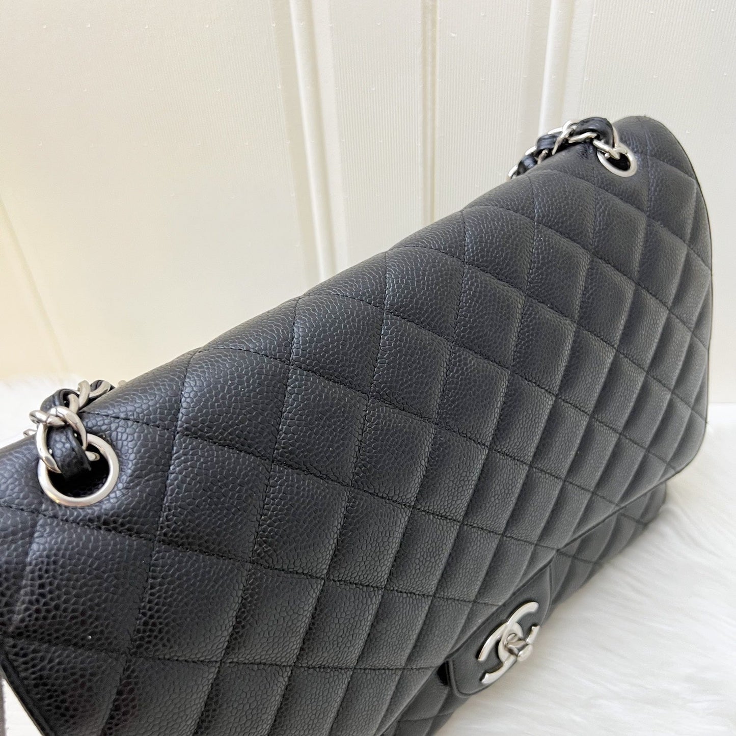 Chanel Maxi Classic Flap DF in Black Caviar and SHW