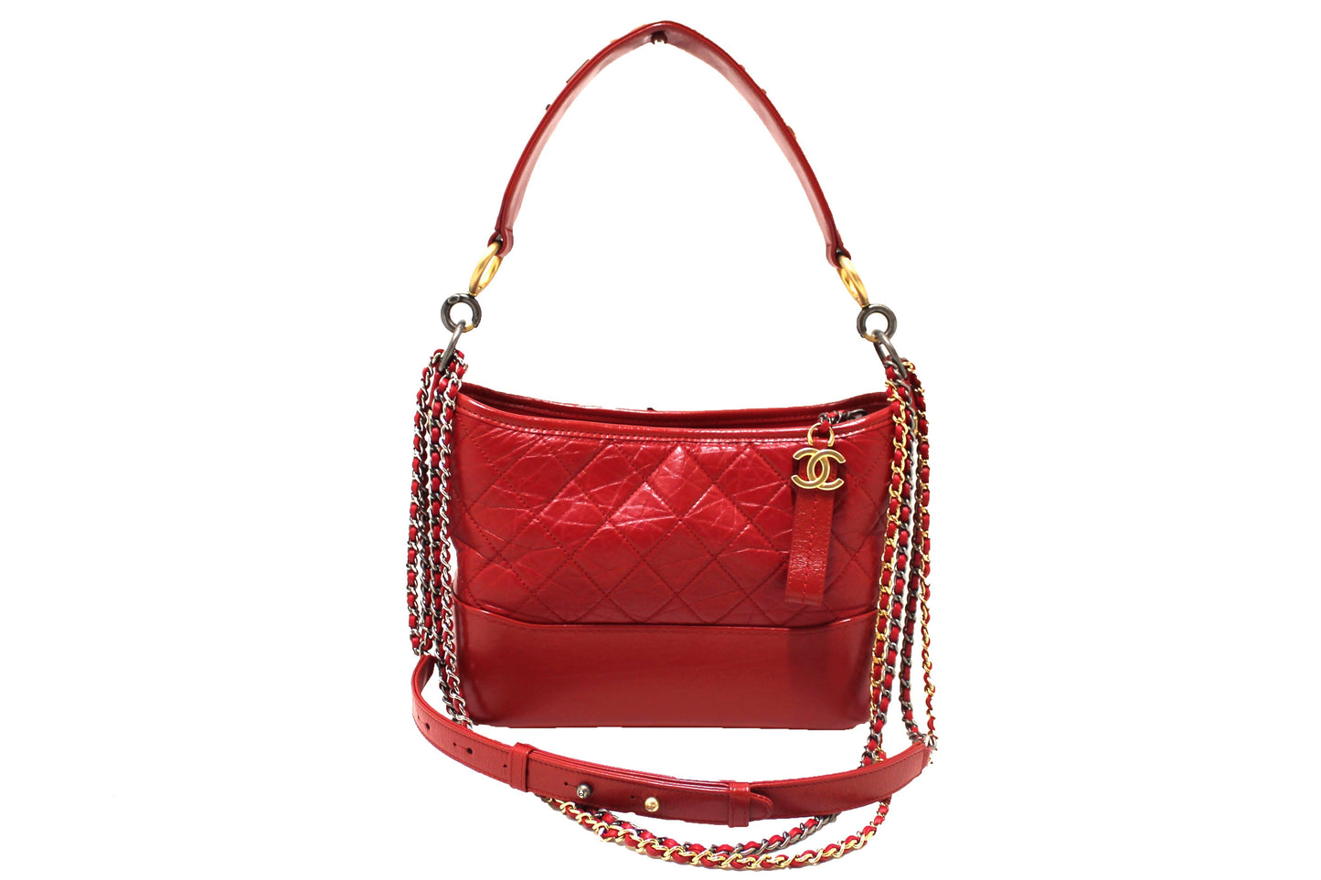  chanel red aged calfskin leather small gabrielle hobo crossbody bag | Shop Now at Italystation.com