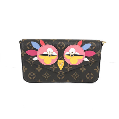 Louis-Vuitton Pochette Felicie Chain Wallet Lovely Birds Design with Gold Hardware