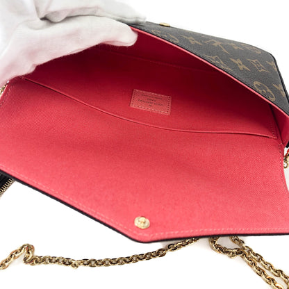 Louis-Vuitton Pochette Felicie Chain Wallet Lovely Birds Design with Gold Hardware