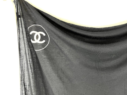 CHANEL Black Cashmere Silk 2020 CC Logo Rectangular Scarf