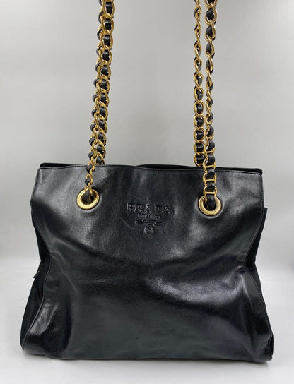 Prada Leather Tote with Chain Handle