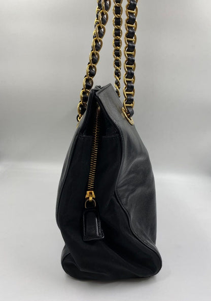 Prada Leather Tote with Chain Handle