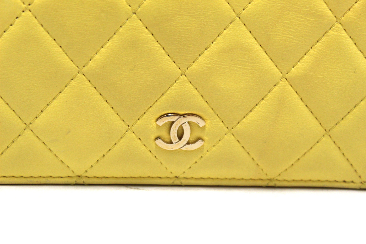 Chanel Yellow Quilted Lambskin Leather Wallet