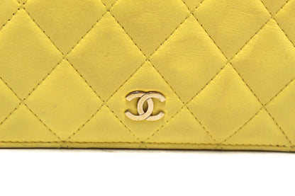 Chanel Yellow Quilted Lambskin Leather Wallet