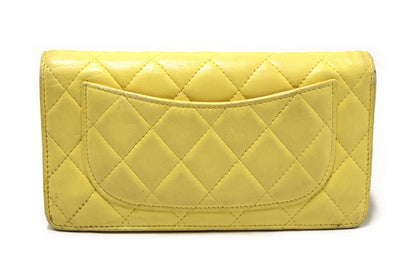 Chanel Yellow Quilted Lambskin Leather Wallet