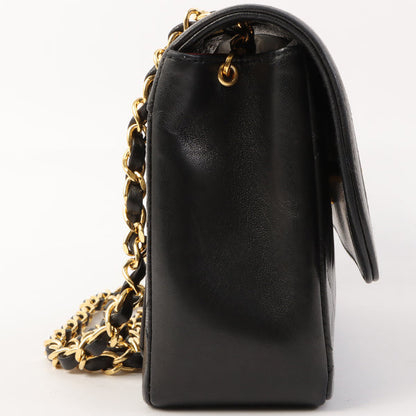 Chanel Around 1990 Made Design Flap Turn-Lock Chain Bag With Pouch Black