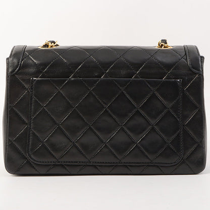 Chanel Around 1990 Made Design Flap Turn-Lock Chain Bag With Pouch Black