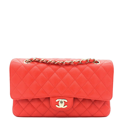 Red Quilted Caviar Leather Classic Double Flap Bag
