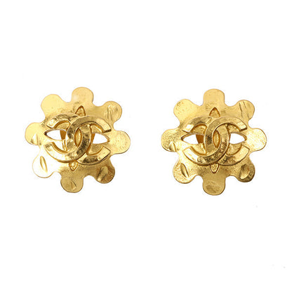 Chanel Flower Motif Cutout Cc Mark Earrings