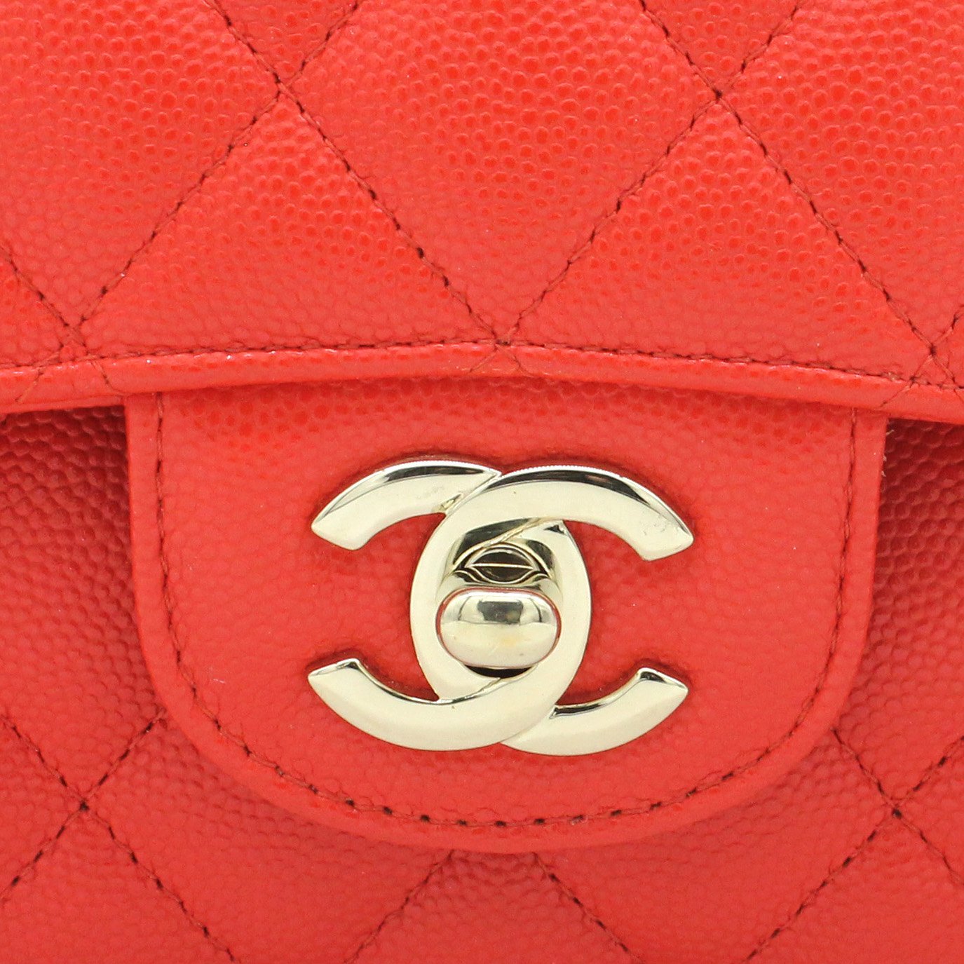 Red Quilted Caviar Leather Classic Double Flap Bag