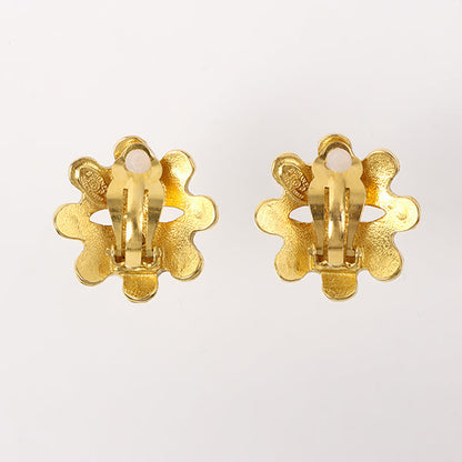 Chanel Flower Motif Cutout Cc Mark Earrings