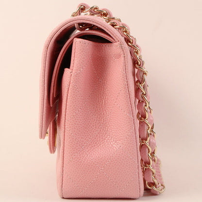 CHANEL Around 2004 Made Caviar Skin Classic Flap Chain Bag 25Cm Pink