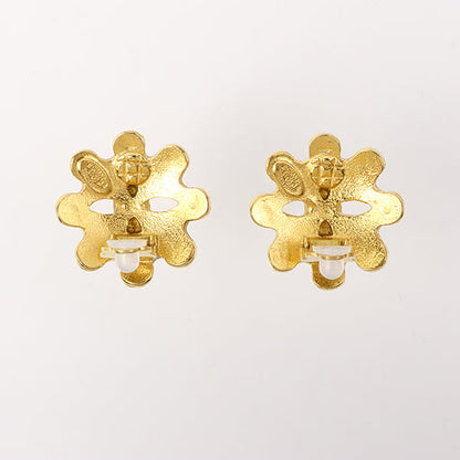 Chanel Flower Motif Cutout Cc Mark Earrings