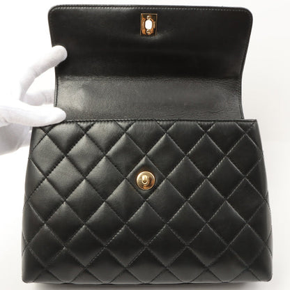 Chanel Around 1998 Made Turn-Lock Top Handle Bag Black