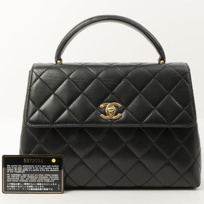 Chanel Around 1998 Made Turn-Lock Top Handle Bag Black