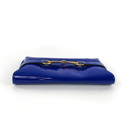 Gucci Electric Blue Patent Bright Brit Clutch