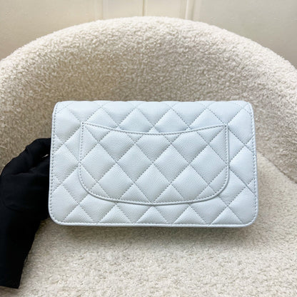 Chanel Classic Wallet on Chain WOC in 25S Baby Blue Caviar and LGHW