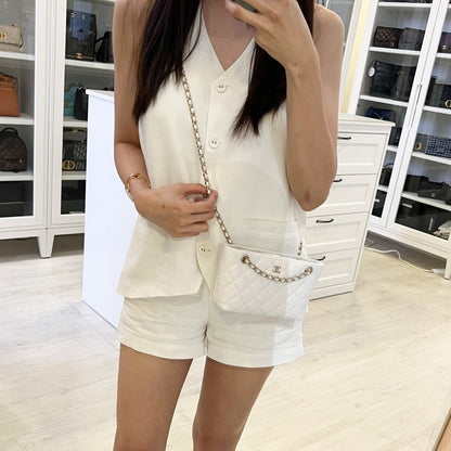Chanel 25C Mini Clutch with Chain in White Caviar LGHW (Model: AP4423)