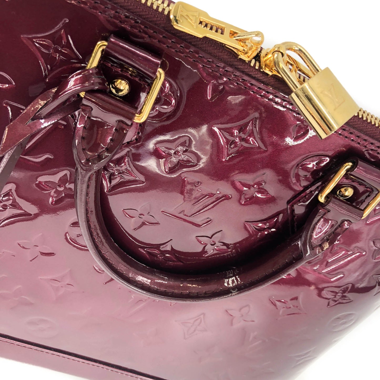 Louis-Vuitton Vernis Amarante Monogram Alma PM