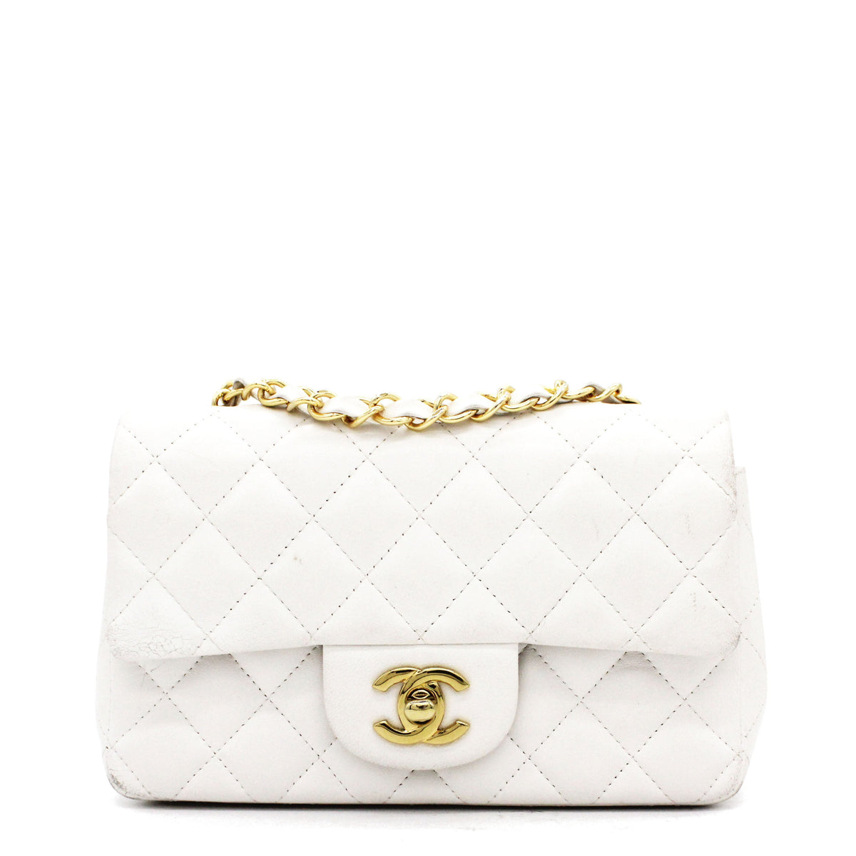 Classic Flap Mini Quilted Lambskin White