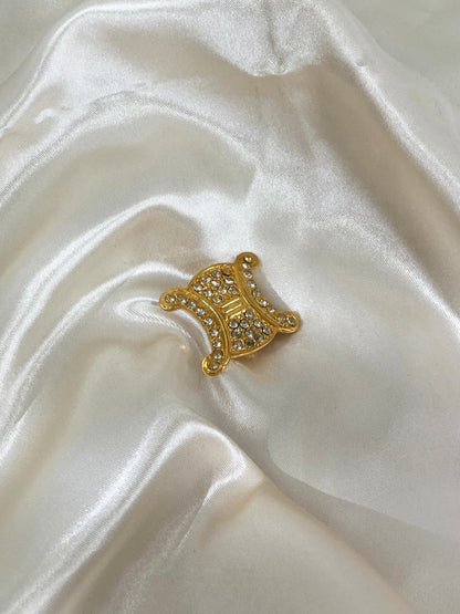 CELINE Triomphe Brooch Gold Vintage Old Celine bj32y2