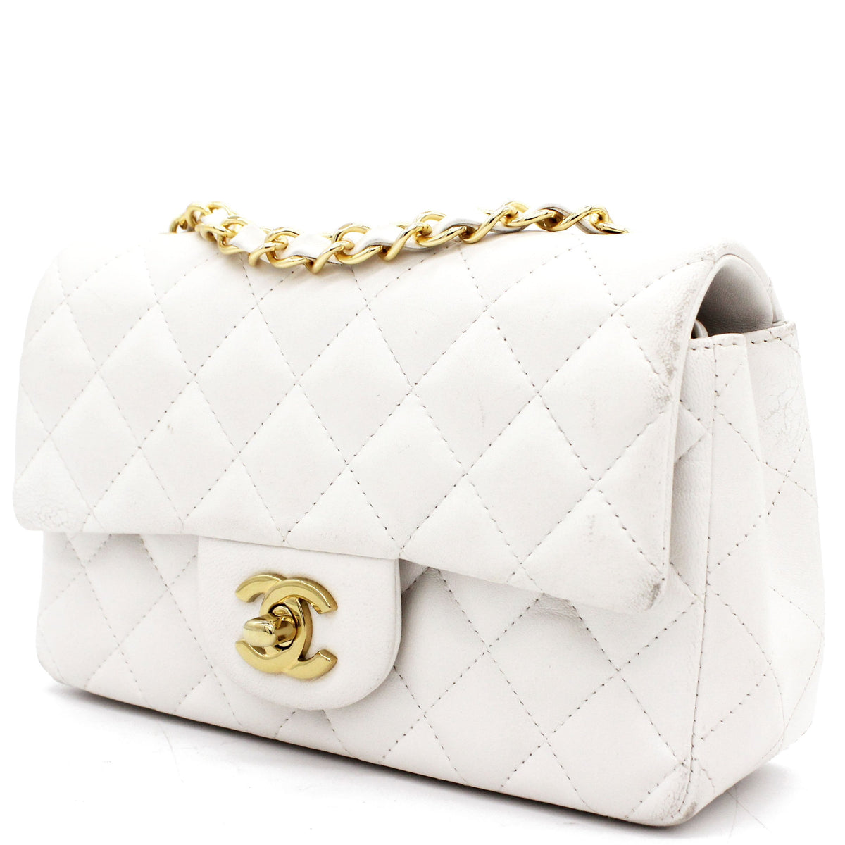 Classic Flap Mini Quilted Lambskin White