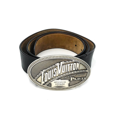 Louis-Vuitton Article de Voyage Black Leather Belt