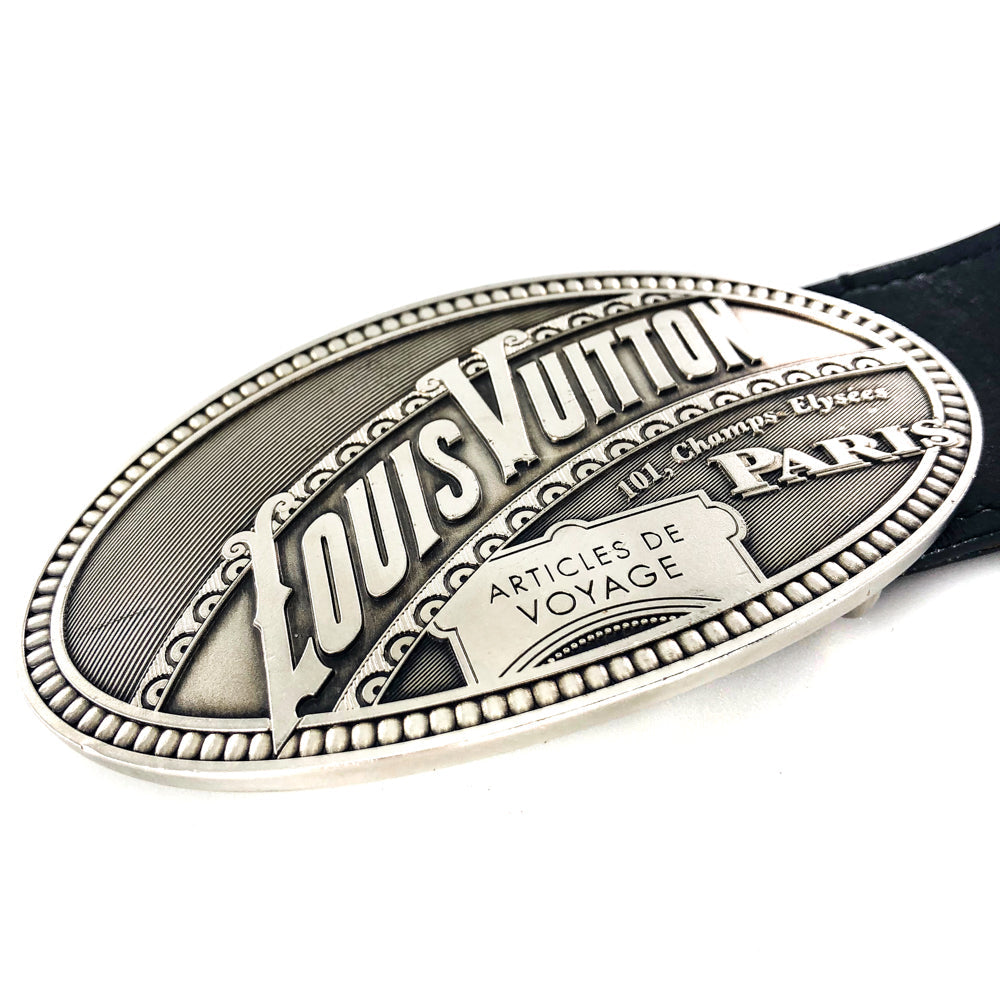 Louis-Vuitton Article de Voyage Black Leather Belt