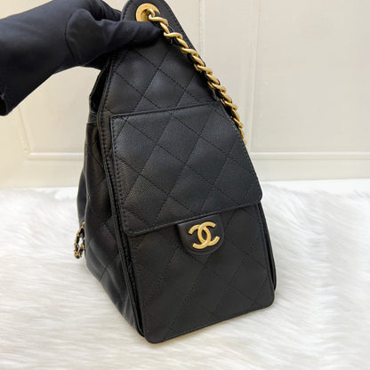 [Like New - Local Set - Mar 2025] Chanel 25 Small Hobo Bag in Black Caviar and AGHW (Model: AS5293)