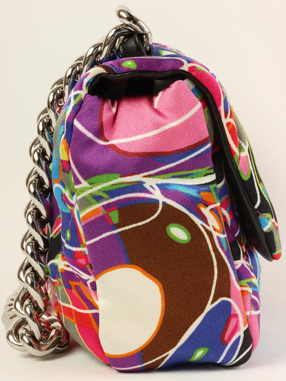 Chanel Around  Made Silk Satin Turn-Lock Chain Bag Multi