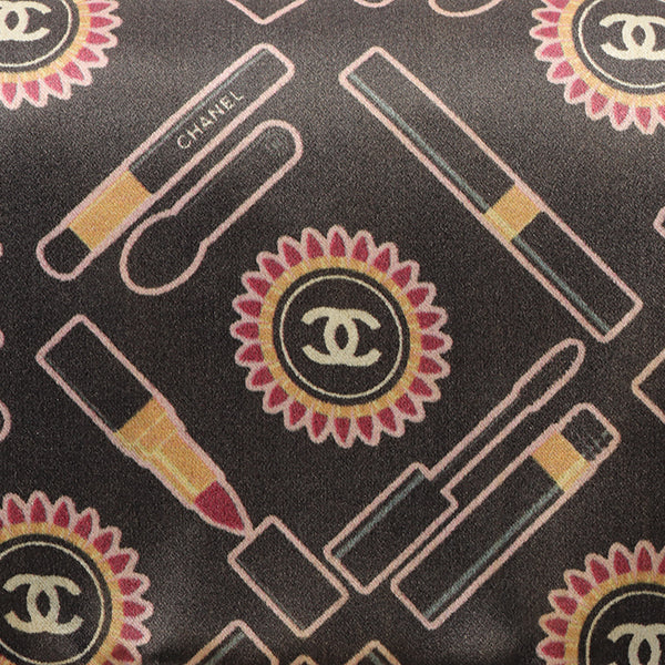 Chanel Around 2005 Made Satin Print Classic Flap Chain Bag 25Cm Black / Multi