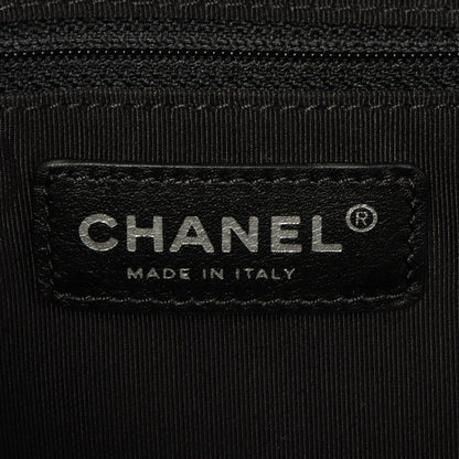 Chanel Around 2007 Made Chevron Cc Mark Stitch Top Handle Bag Dark Brown