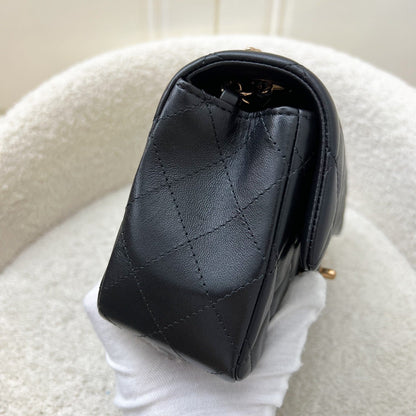 Chanel Classic Mini Rectangular Flap in Black Lambskin and Rose Gold HW RGHW (Model: A69900)