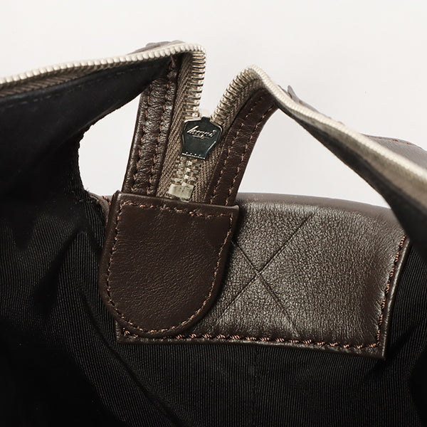 Chanel Around 2007 Made Chevron Cc Mark Stitch Top Handle Bag Dark Brown