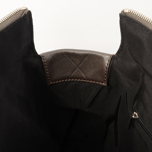 Chanel Around 2007 Made Chevron Cc Mark Stitch Top Handle Bag Dark Brown