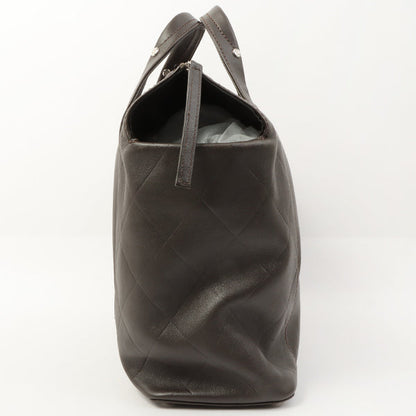 Chanel Around 2007 Made Chevron Cc Mark Stitch Top Handle Bag Dark Brown