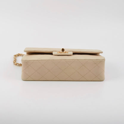 Chanel Small Vintage Double Flap Lambskin Beige