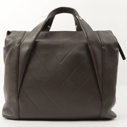Chanel Around 2007 Made Chevron Cc Mark Stitch Top Handle Bag Dark Brown
