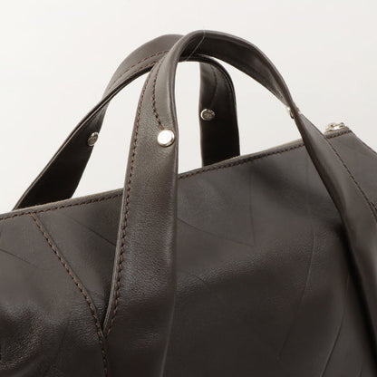 Chanel Around 2007 Made Chevron Cc Mark Stitch Top Handle Bag Dark Brown