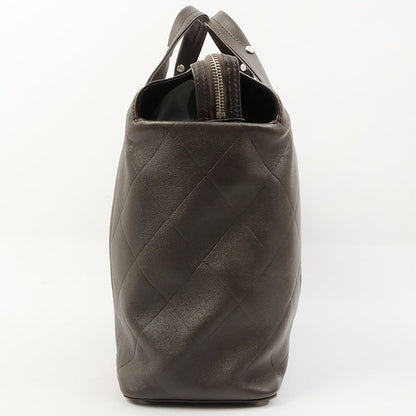 Chanel Around 2007 Made Chevron Cc Mark Stitch Top Handle Bag Dark Brown