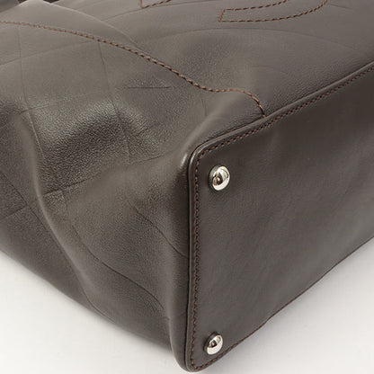 Chanel Around 2007 Made Chevron Cc Mark Stitch Top Handle Bag Dark Brown