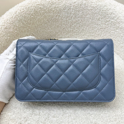Chanel Classic Wallet on Chain WOC in Blue Caviar and LGHW